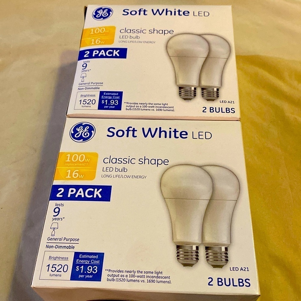 2/$20.  Ge Soft White LED Bulbs Household Lighting